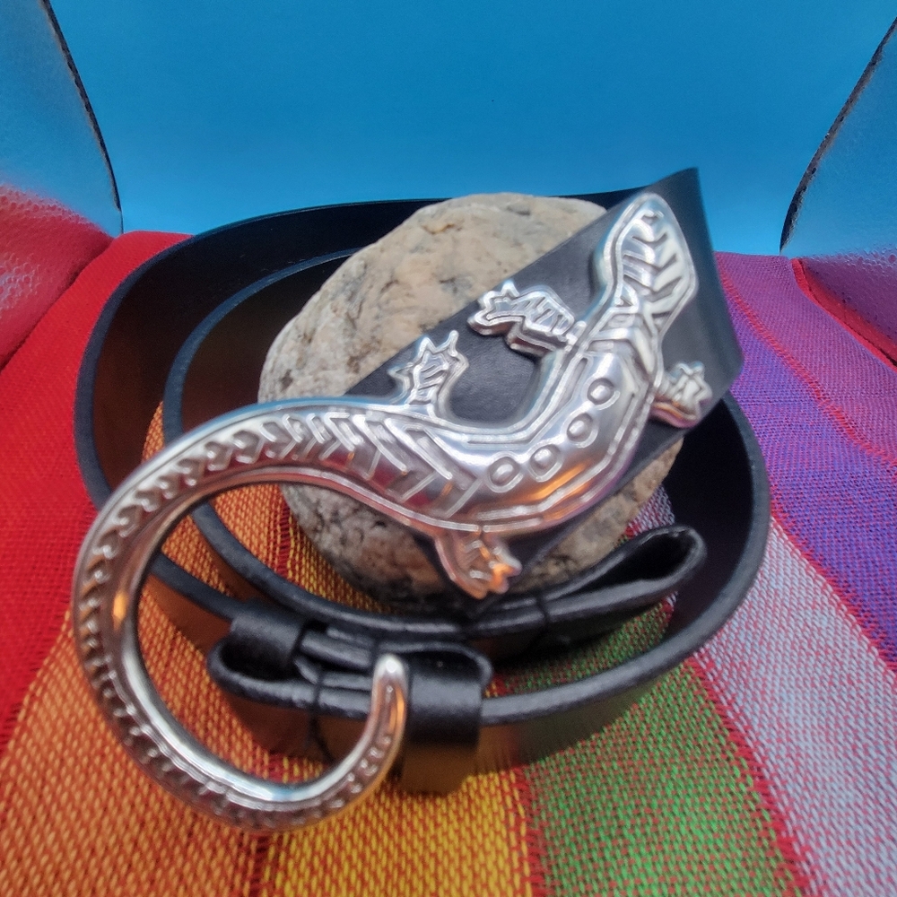 Lizard Western Leather Belt Adjustable Waist
